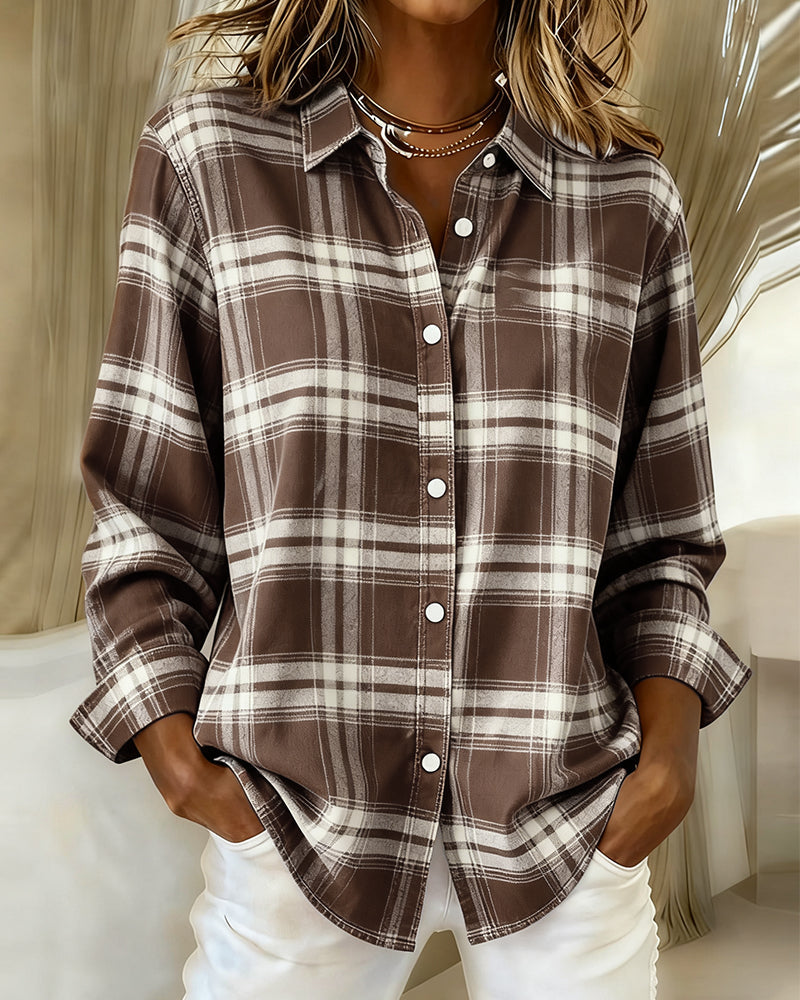 Lydia | Shirt with Check Pattern and Notched Collar