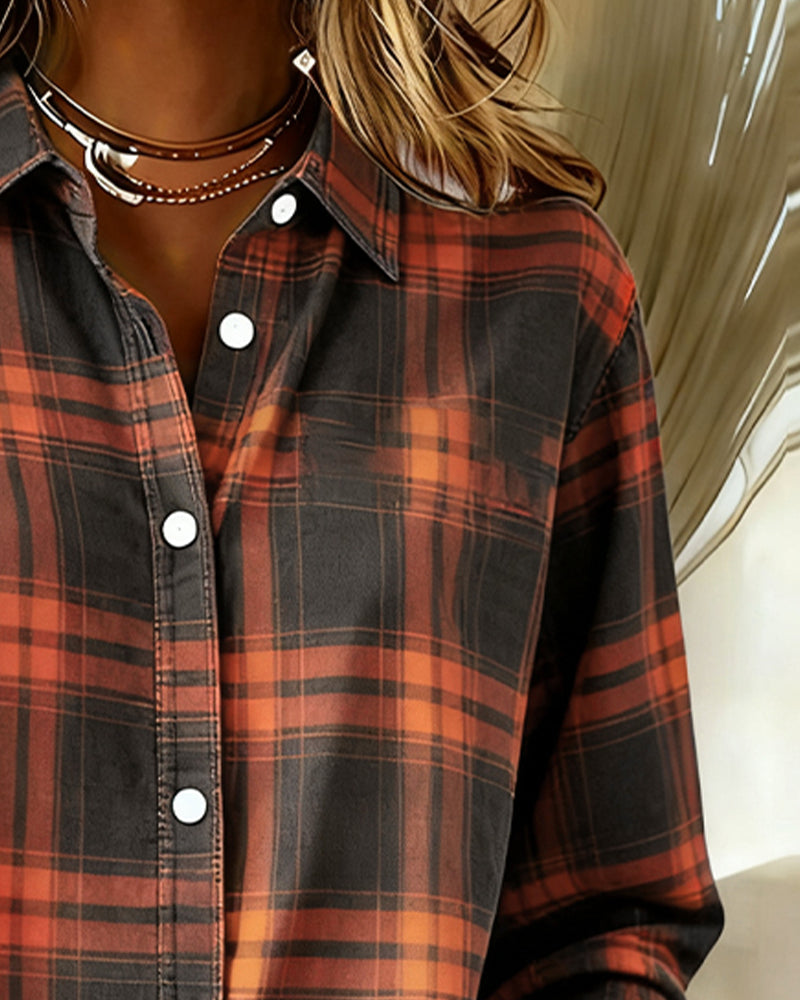 Lydia | Shirt with Check Pattern and Notched Collar