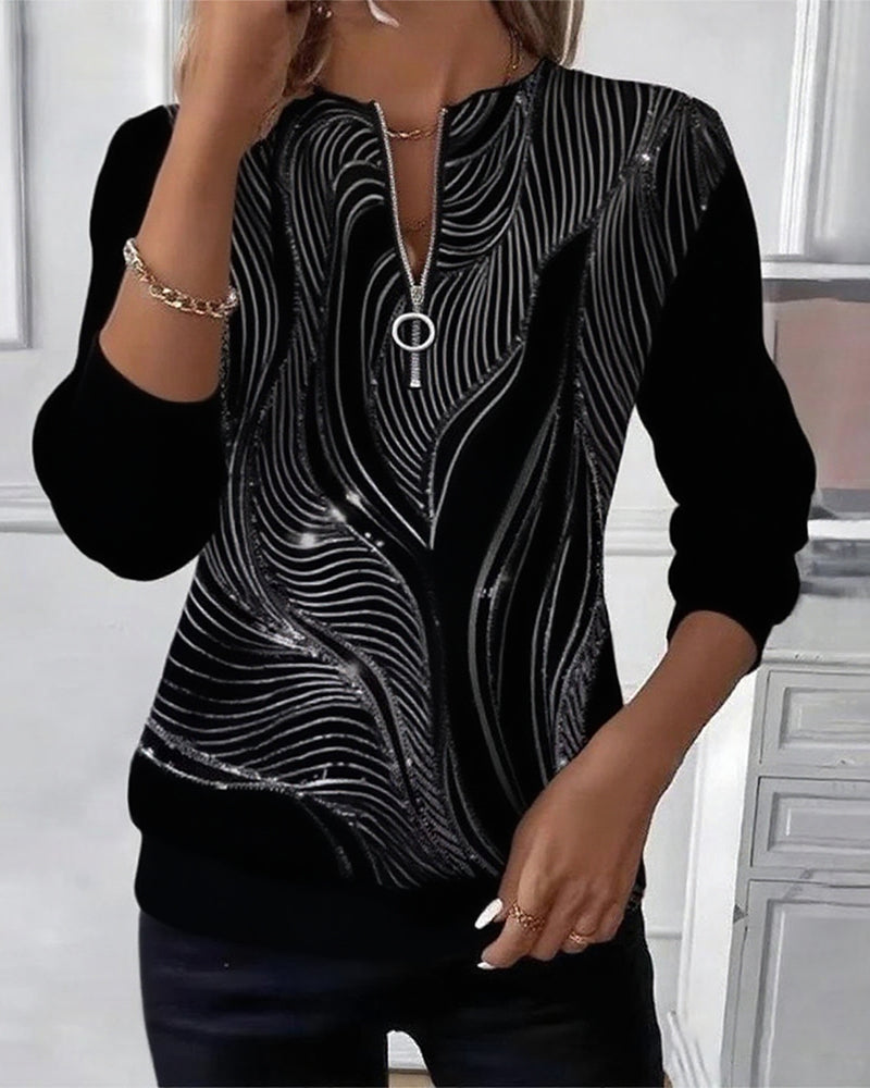 Lydia | Casual Printed Zip Sweatshirt