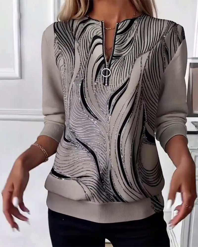 Lydia | Casual Printed Zip Sweatshirt
