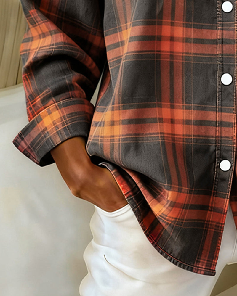 Lydia | Shirt with Check Pattern and Notched Collar