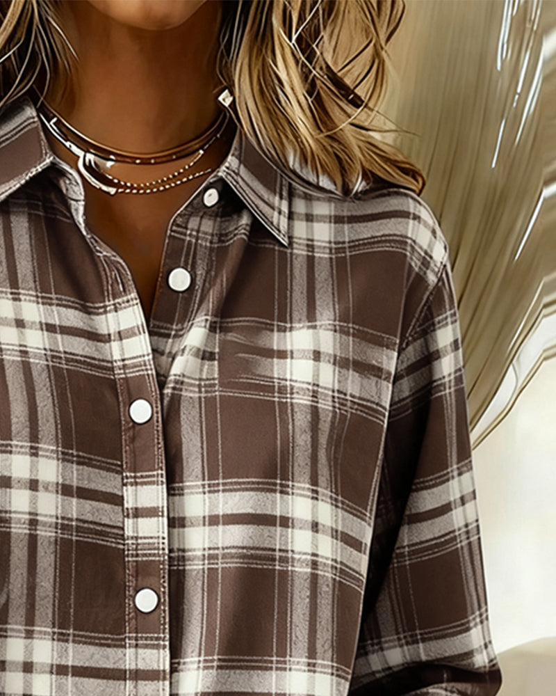 Lydia | Shirt with Check Pattern and Notched Collar