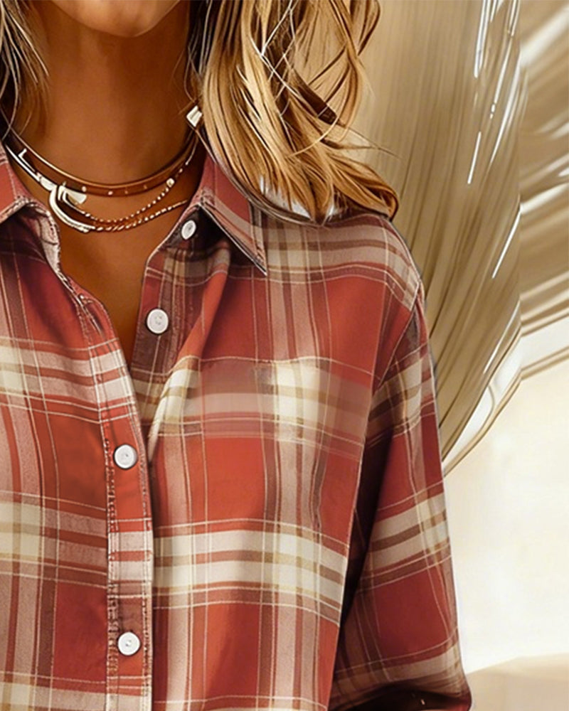 Lydia | Shirt with Check Pattern and Notched Collar