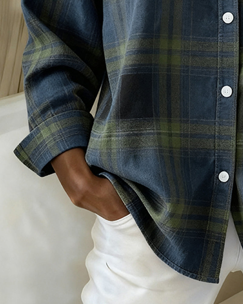 Lydia | Shirt with Check Pattern and Notched Collar