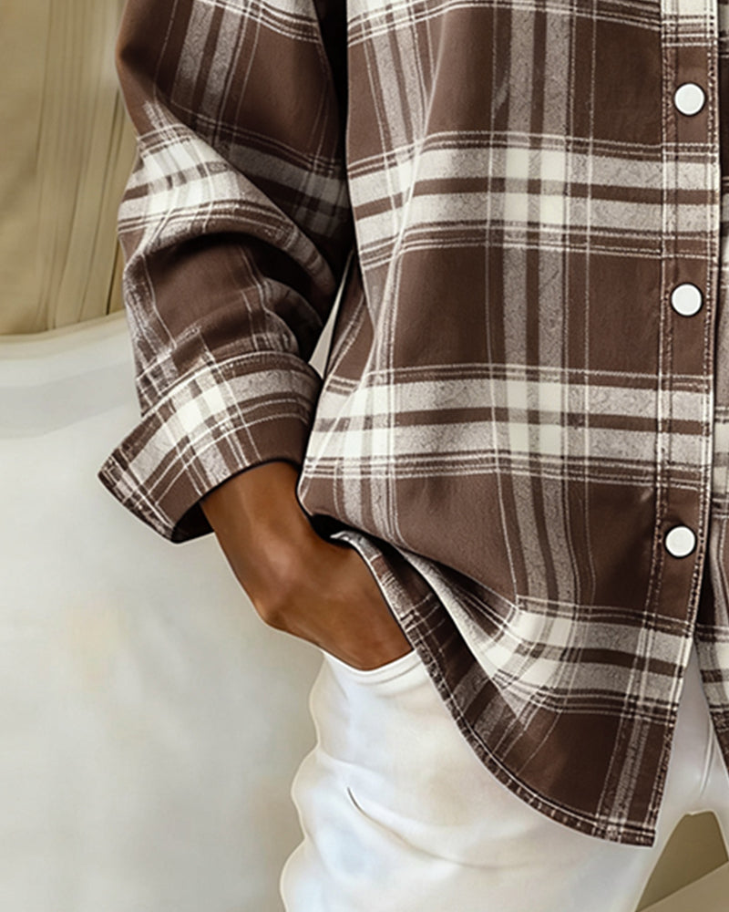 Lydia | Shirt with Check Pattern and Notched Collar