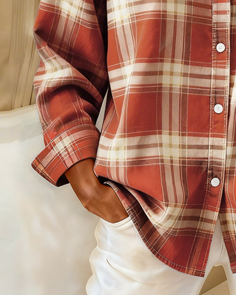 Lydia | Shirt with Check Pattern and Notched Collar