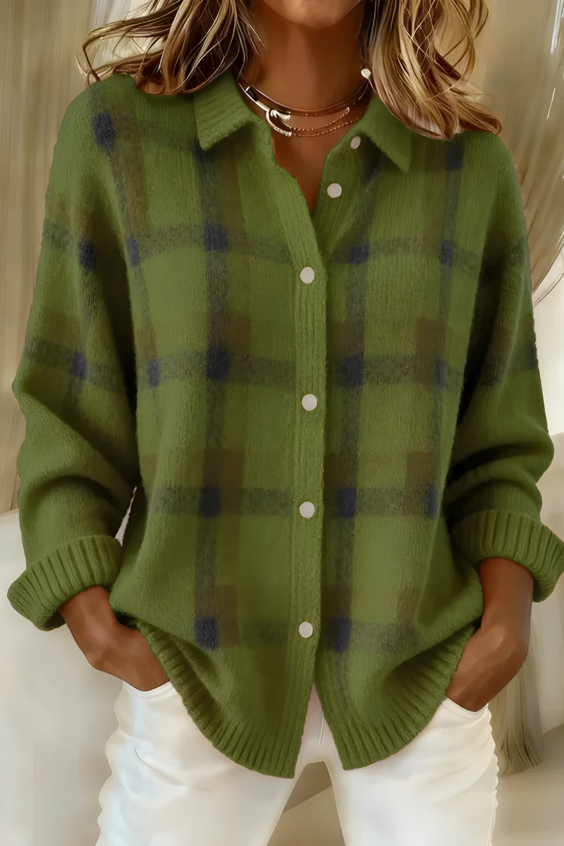 Tesa™ | Soft Plaid Knit Cardigan