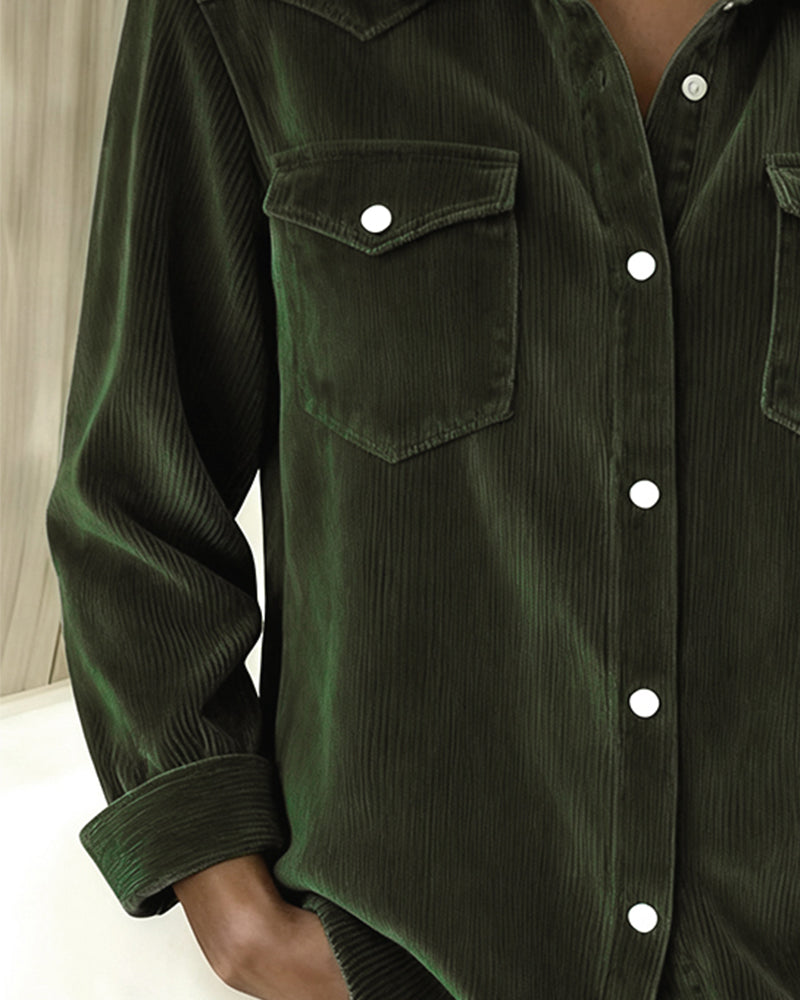 Lydia | Long-Sleeve Shirt with Lapel and Button Placket