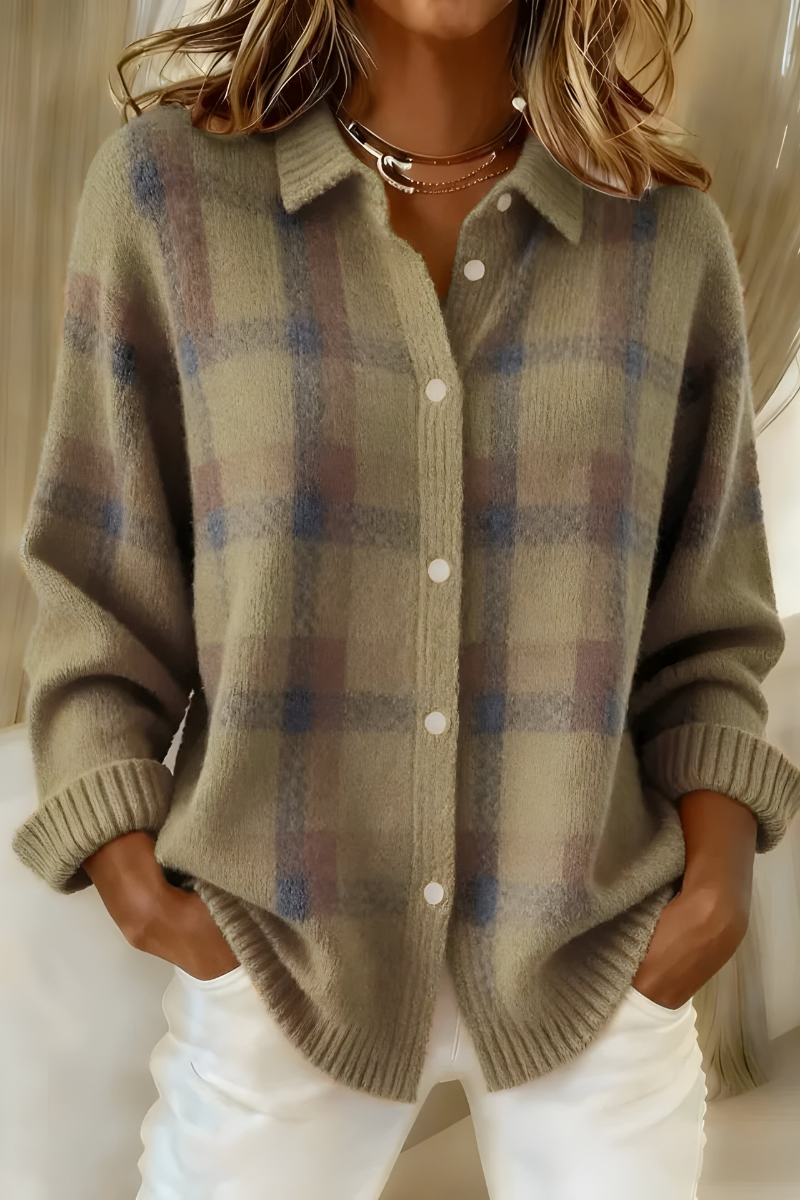 Tesa™ | Soft Plaid Knit Cardigan