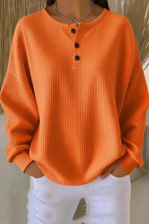 Livia | Waffle Knit Henley Top