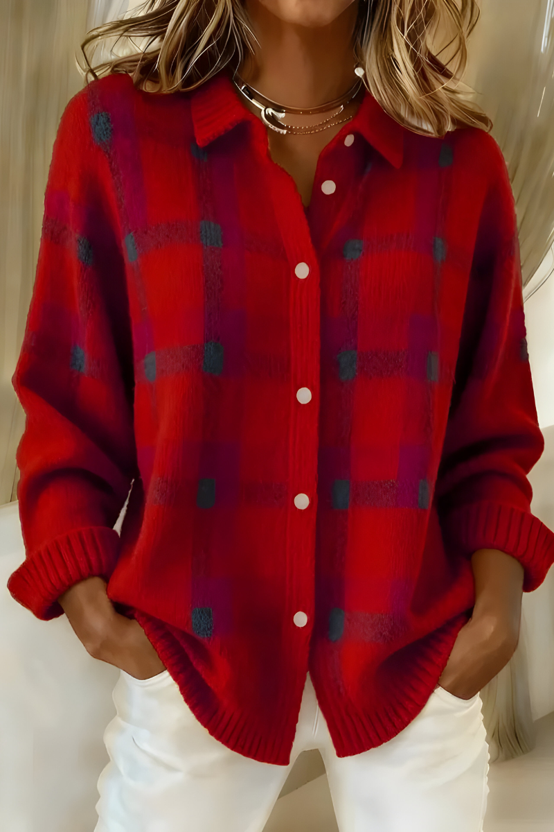 Tesa™ | Soft Plaid Knit Cardigan