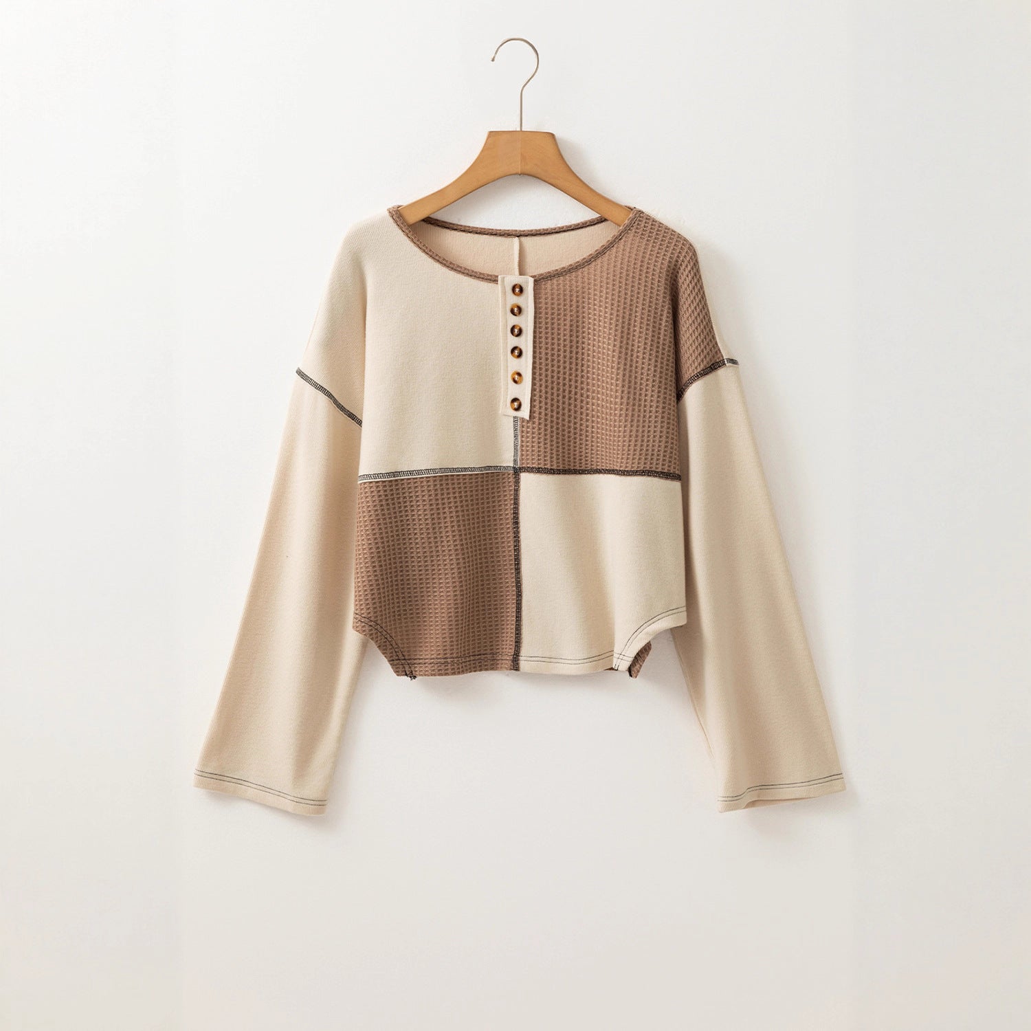 Almée™ | Patchwork knit sweater with a crew neck