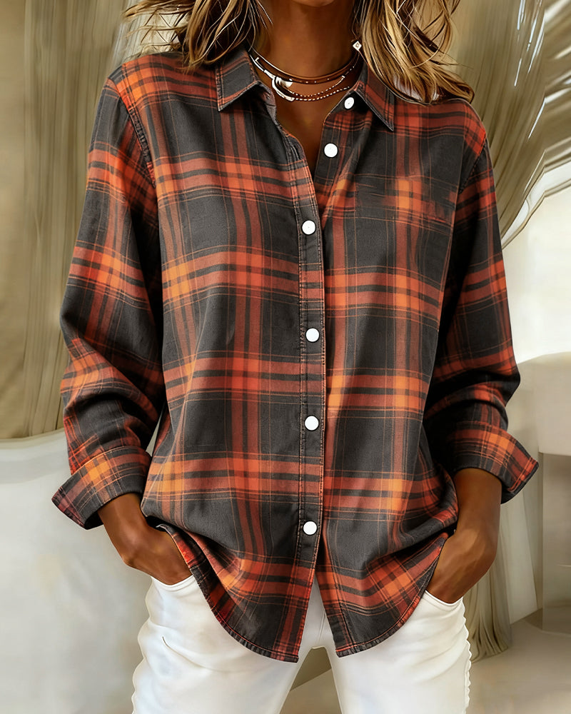 Lydia | Shirt with Check Pattern and Notched Collar