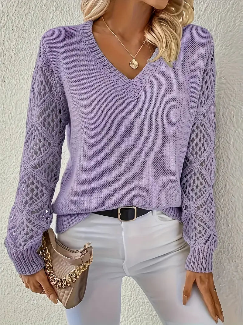 Lydia™ | Lace-Sleeve Knit Sweater