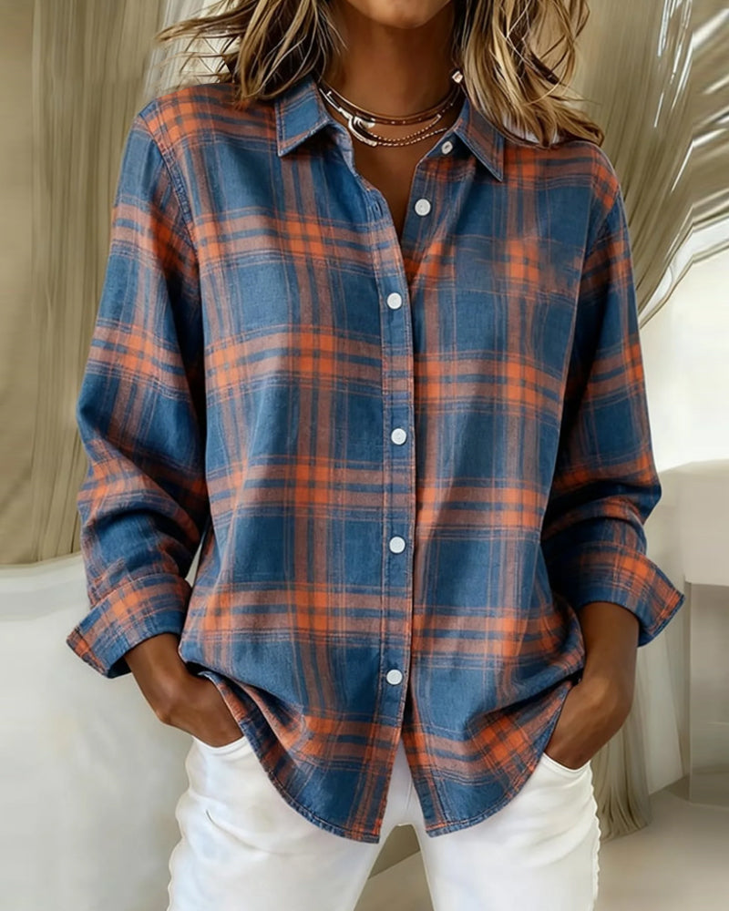 Lydia | Shirt with Check Pattern and Notched Collar