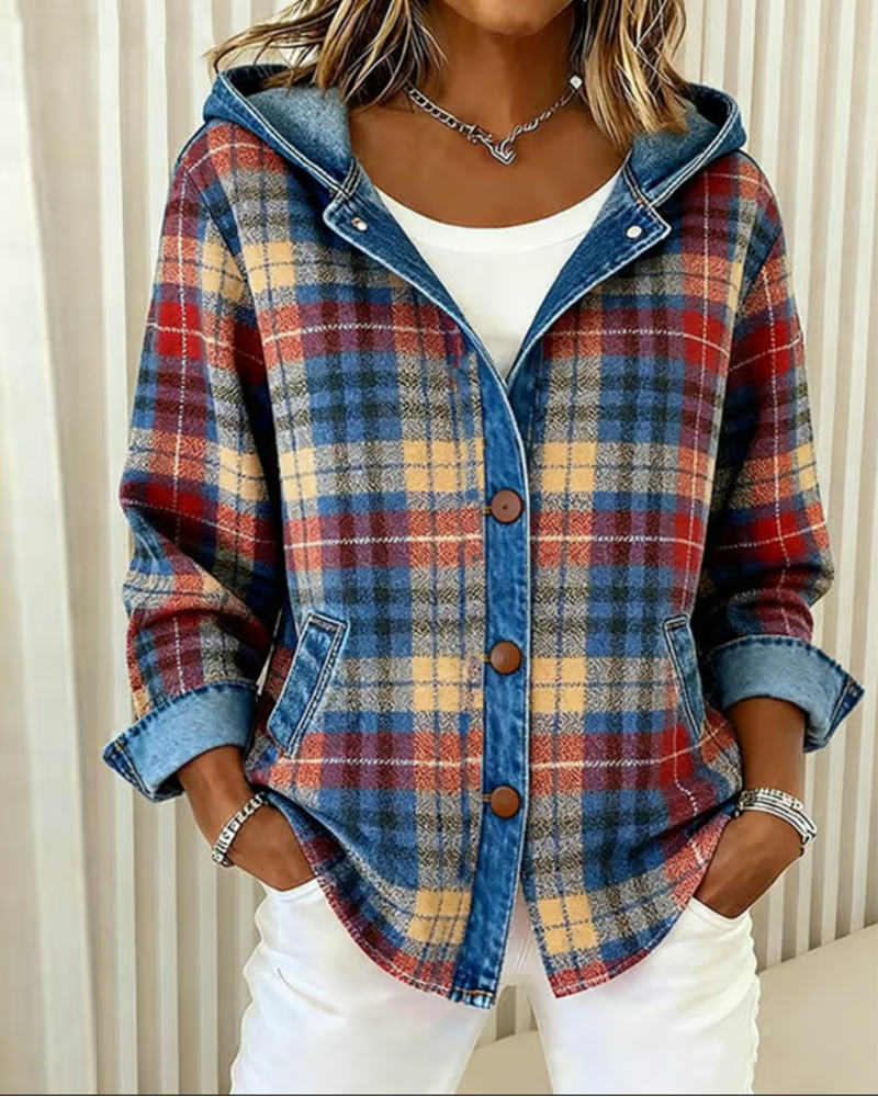 Lydia | Fashionable Checked Jacket with Hood