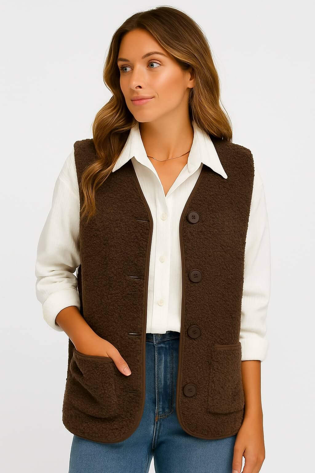 ELLA | Soft Wool Warm Vest with Buttons