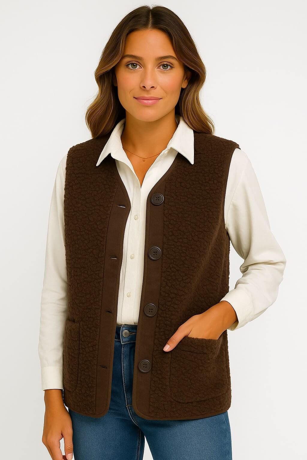 ELLA | Soft Wool Warm Vest with Buttons