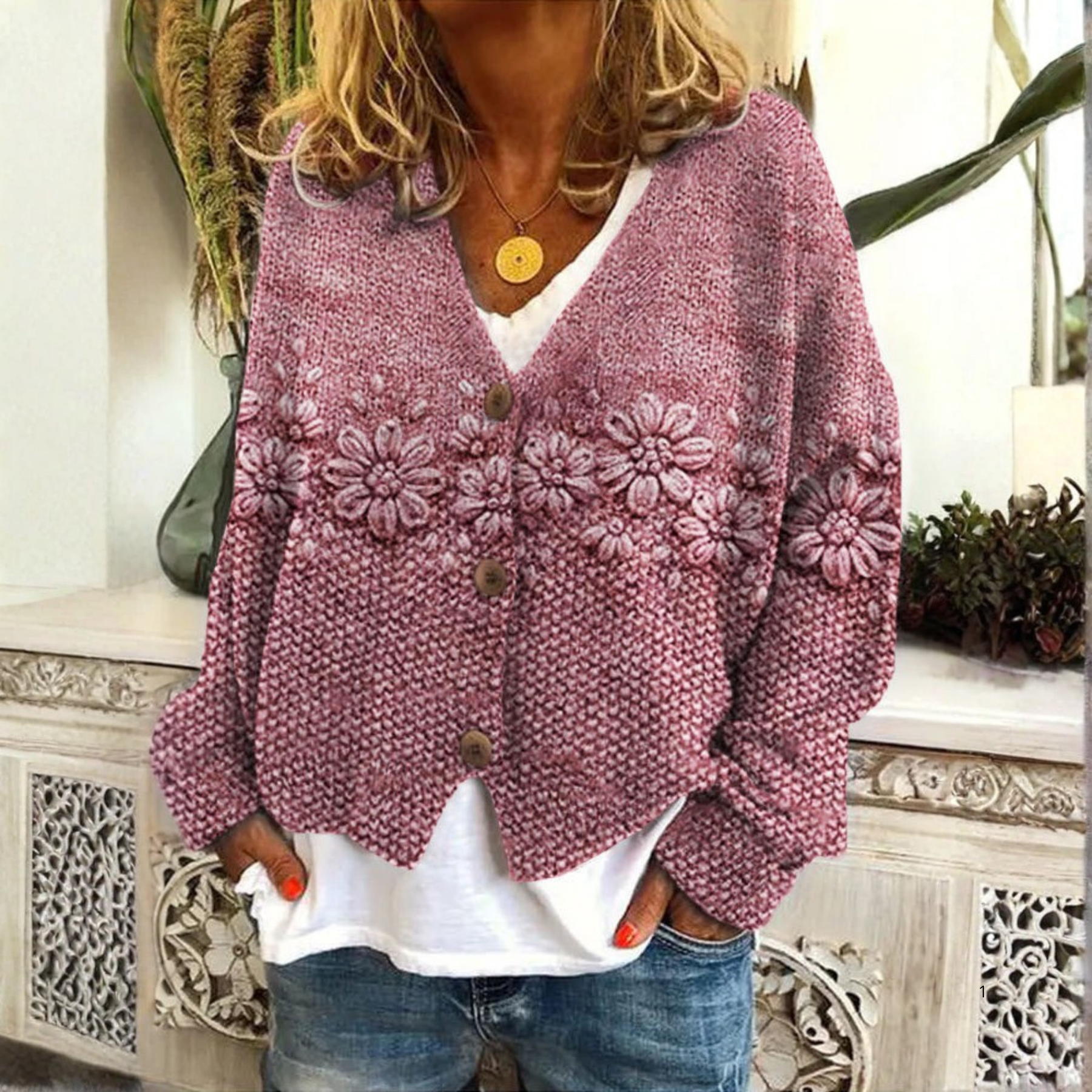 Floral Knit Cardigan