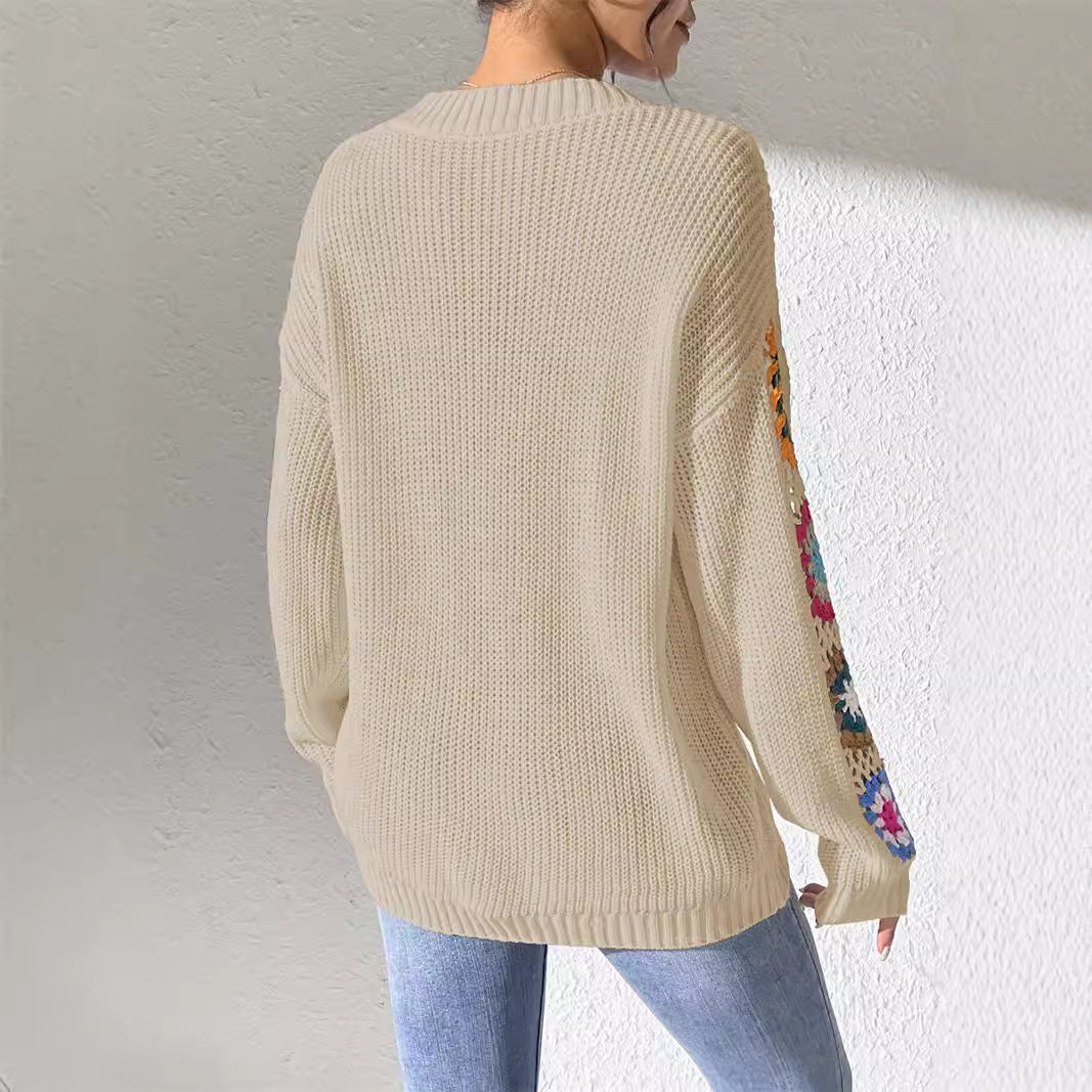Lydia™ | Crochet Patch Knit Sweater