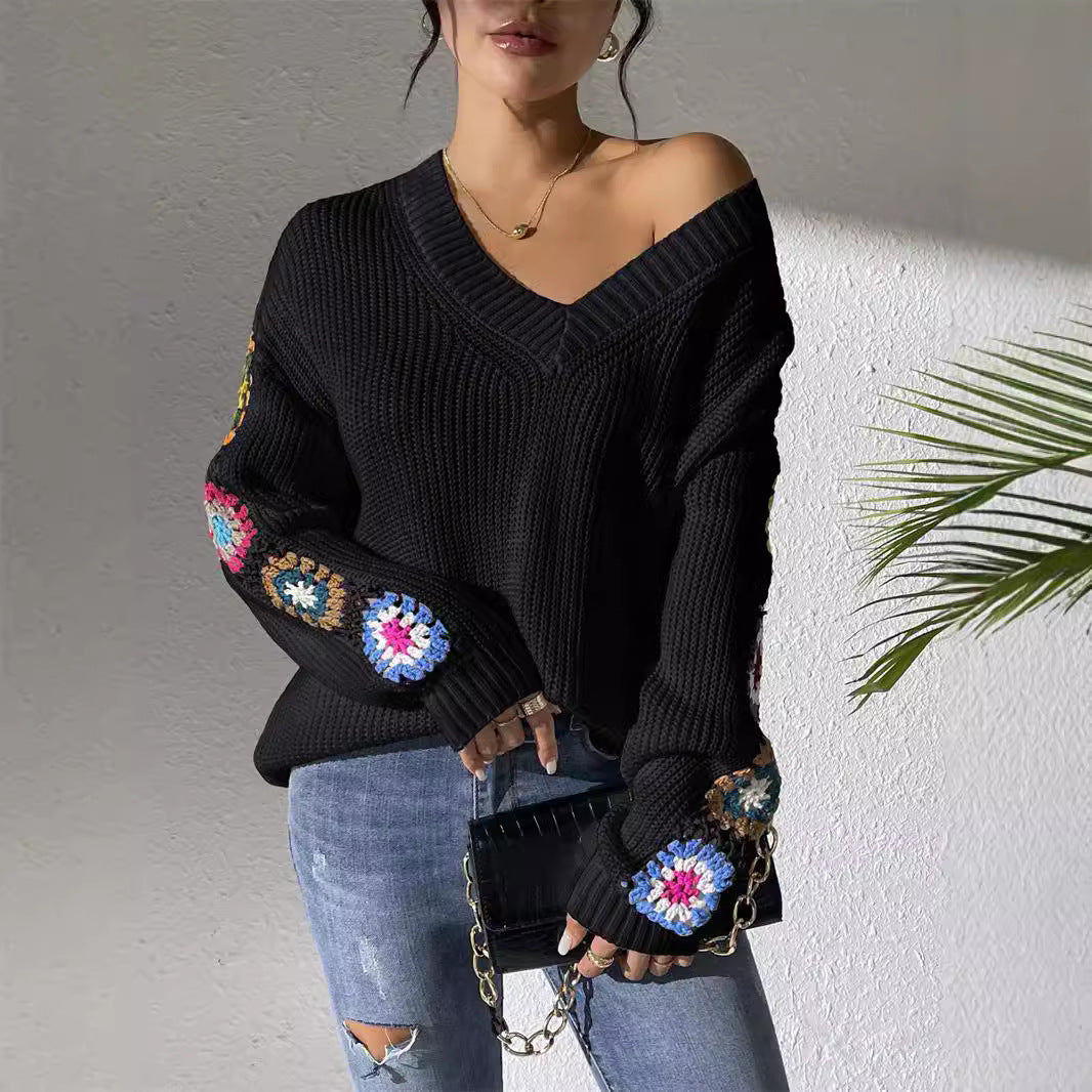 Lydia™ | Crochet Patch Knit Sweater