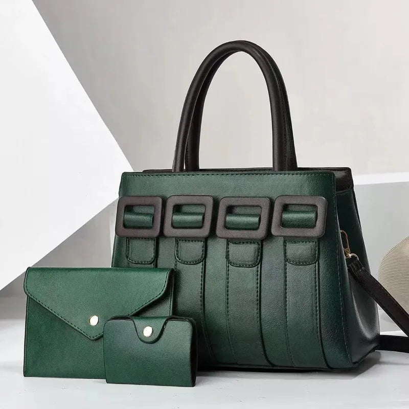 Zoe - Luxurious Statement 3-Piece Leather Bag Set