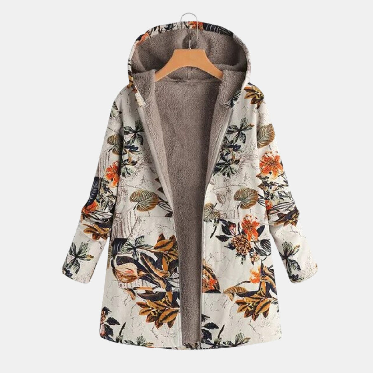 Elena | Boho Floral Sherpa Hooded Coat