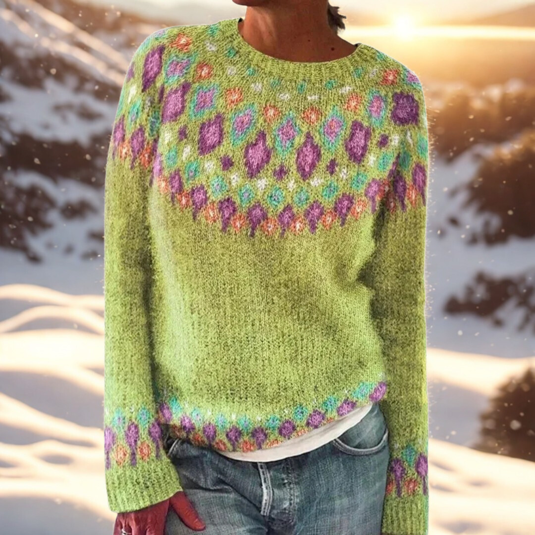 Matilda β Comfort Knit sweater with Fair Isle Detail