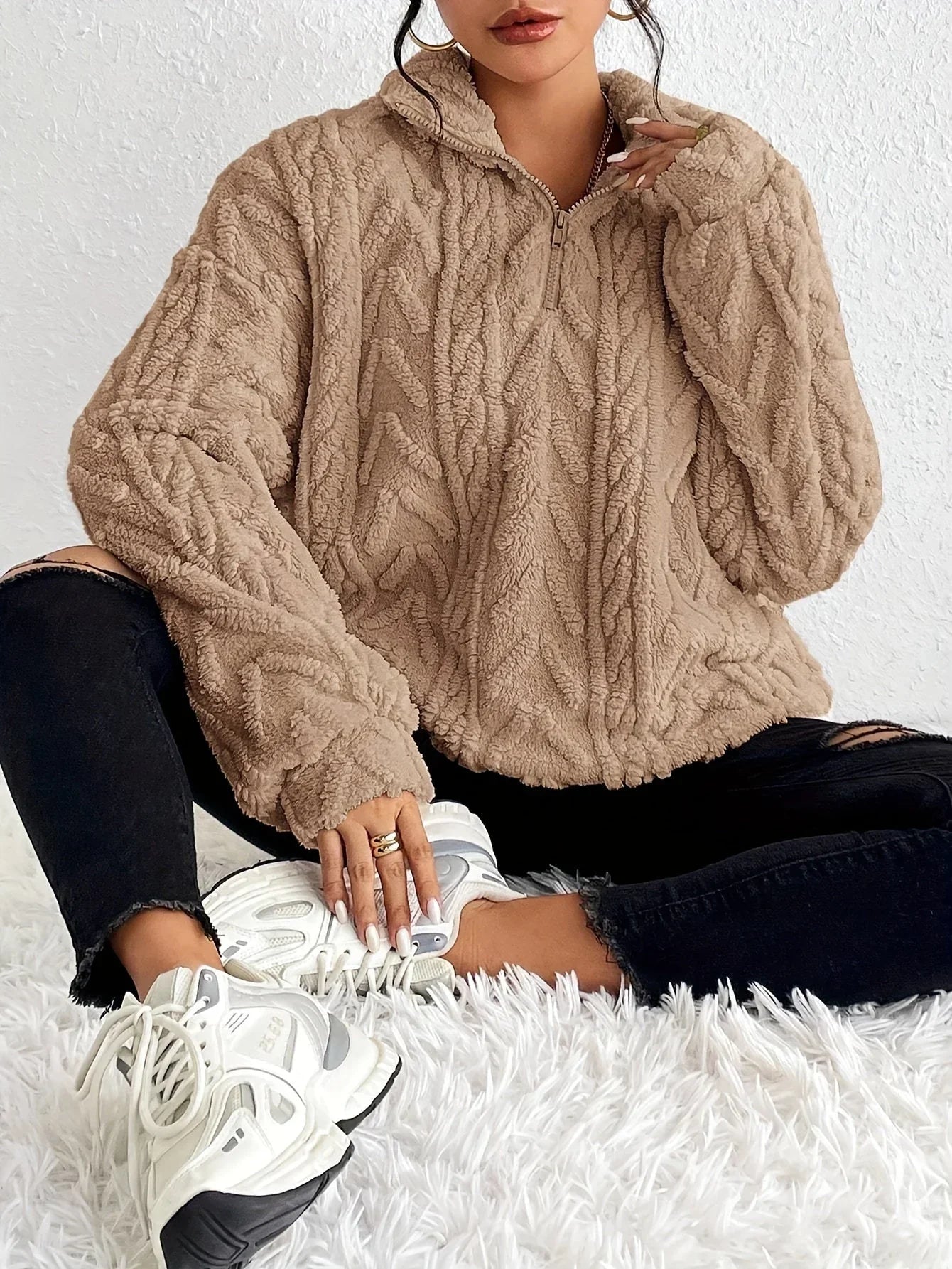 Lydia™| Braided Zip-Up Pullover