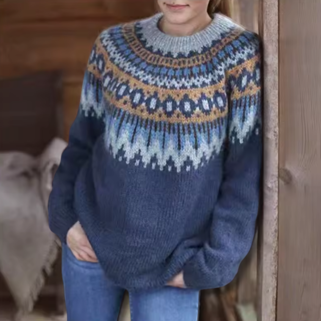 Freya β Winter Sweater with Nordic Shoulder Design