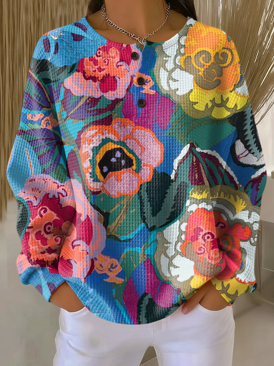 Ida™ - Pullover with Large Colorful Flowers