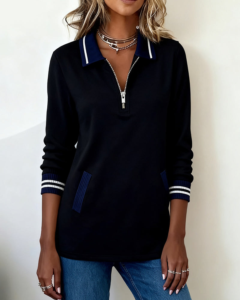 Lydia | Loose Sweatshirt with Lapel and Zipper