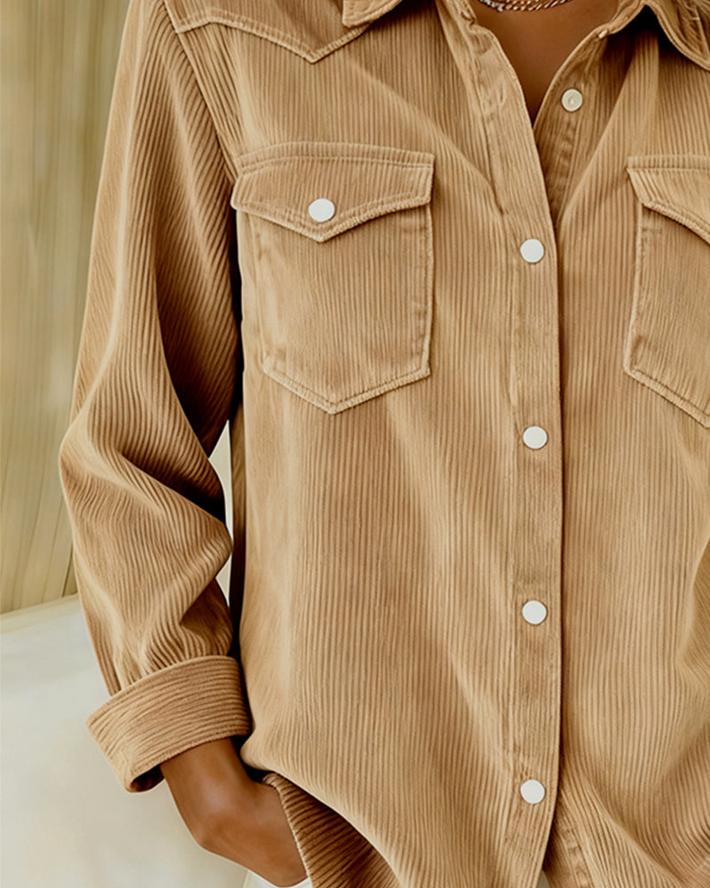 Lydia | Long-Sleeve Shirt with Lapel and Button Placket