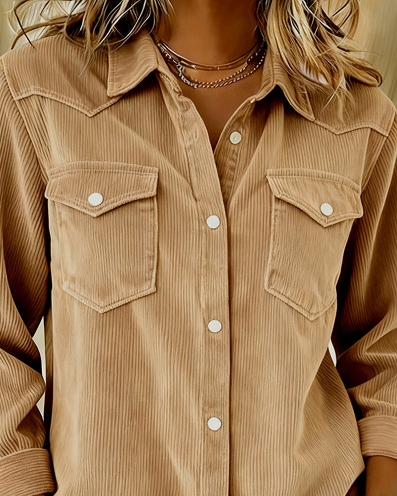 Lydia | Long-Sleeve Shirt with Lapel and Button Placket
