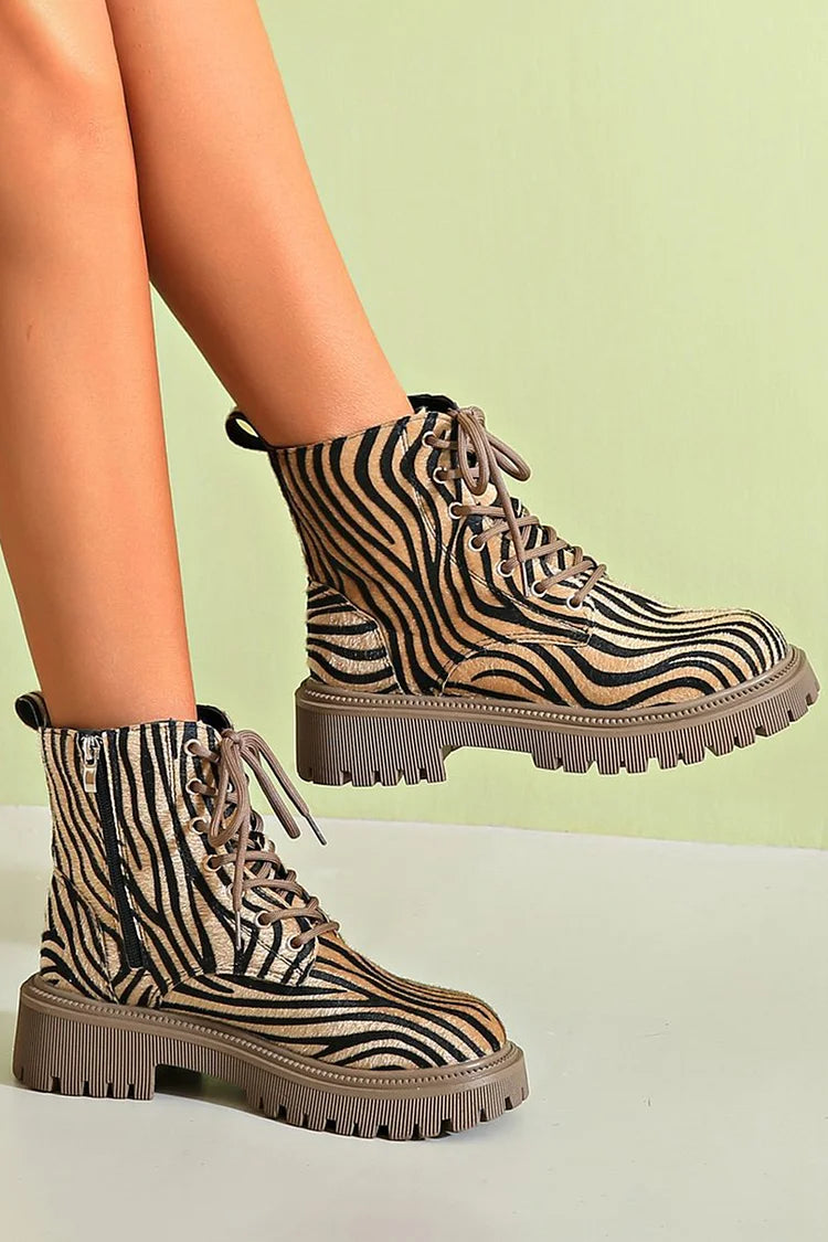 Sloane™ | Zebra Lace-Up Boots