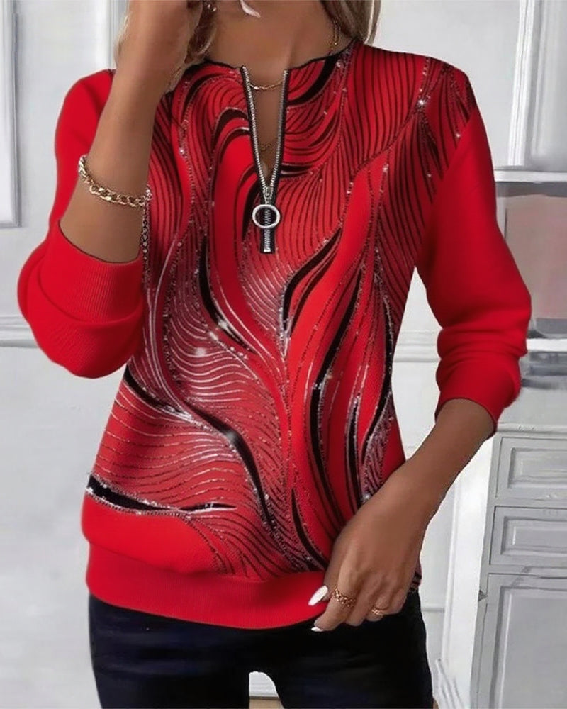Lydia  | Casual Printed Zip Sweatshirt