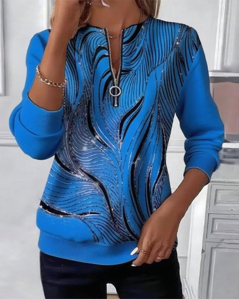 Lydia  | Casual Printed Zip Sweatshirt