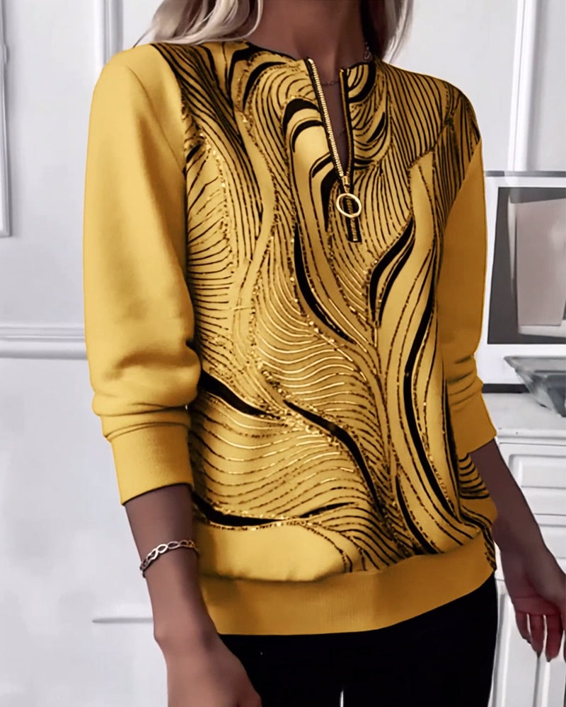 Lydia  | Casual Printed Zip Sweatshirt