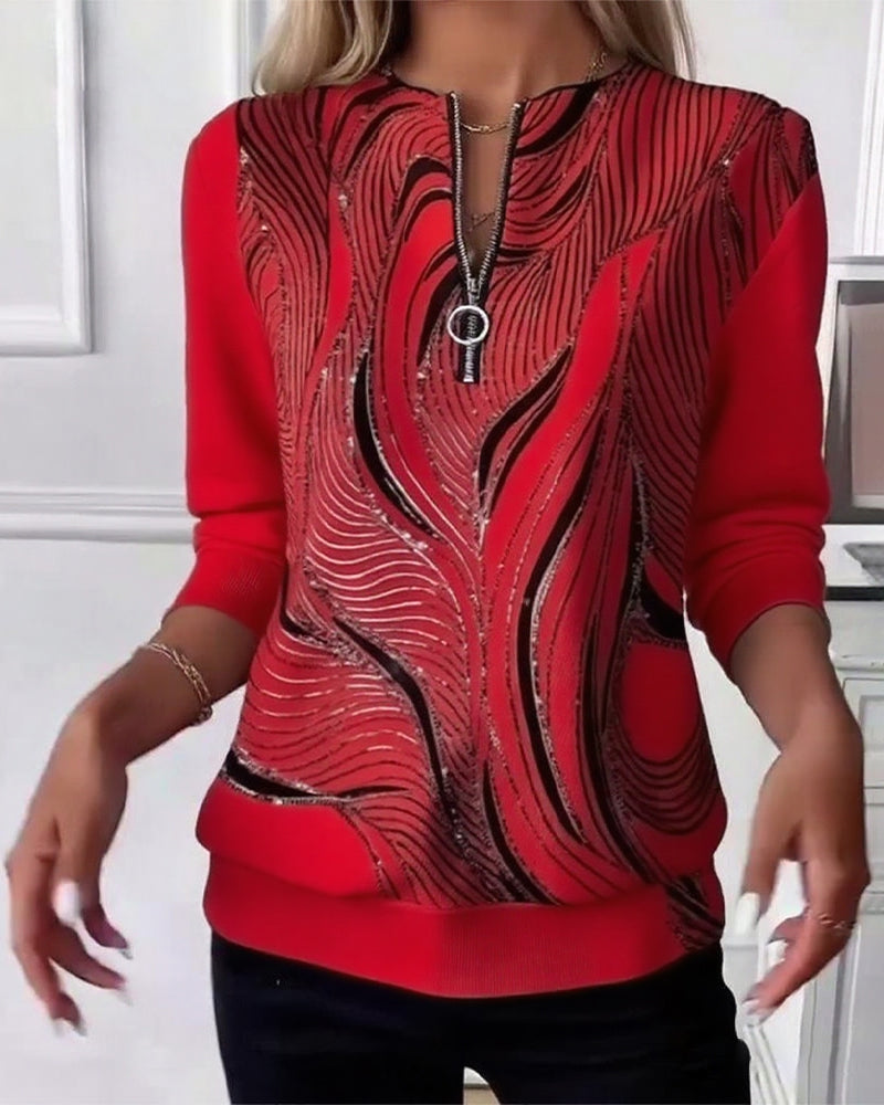 Lydia  | Casual Printed Zip Sweatshirt