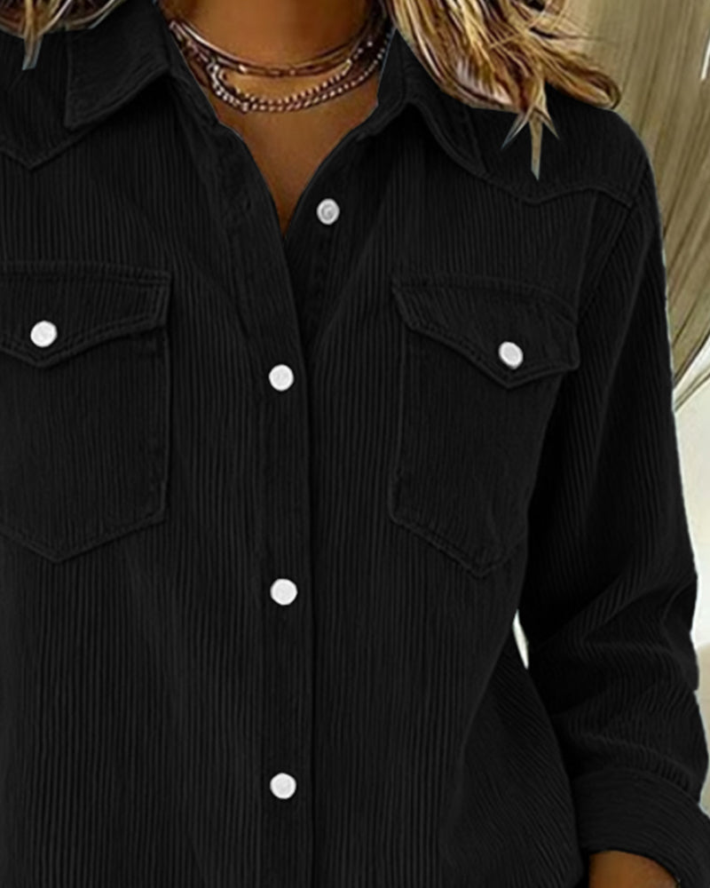 Lydia | Long-Sleeve Shirt with Lapel and Button Placket