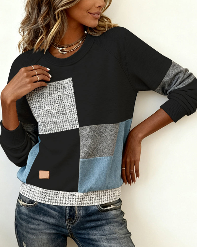 Lydia | Casual Contrast Color Crew Neck Sweatshirt