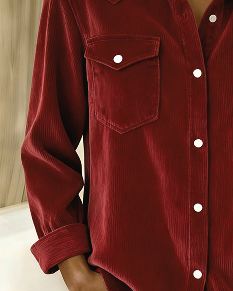 Lydia | Long-Sleeve Shirt with Lapel and Button Placket