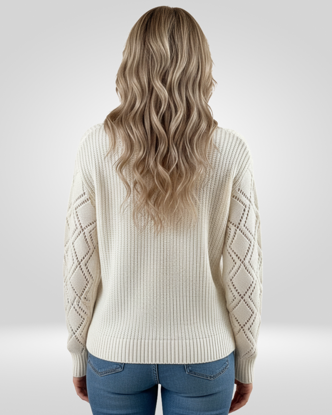 Marjoram | Knitted color block sweater with V-neck