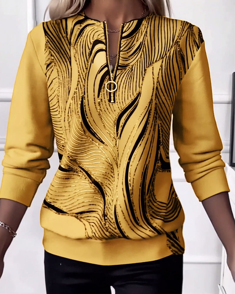 Lydia  | Casual Printed Zip Sweatshirt