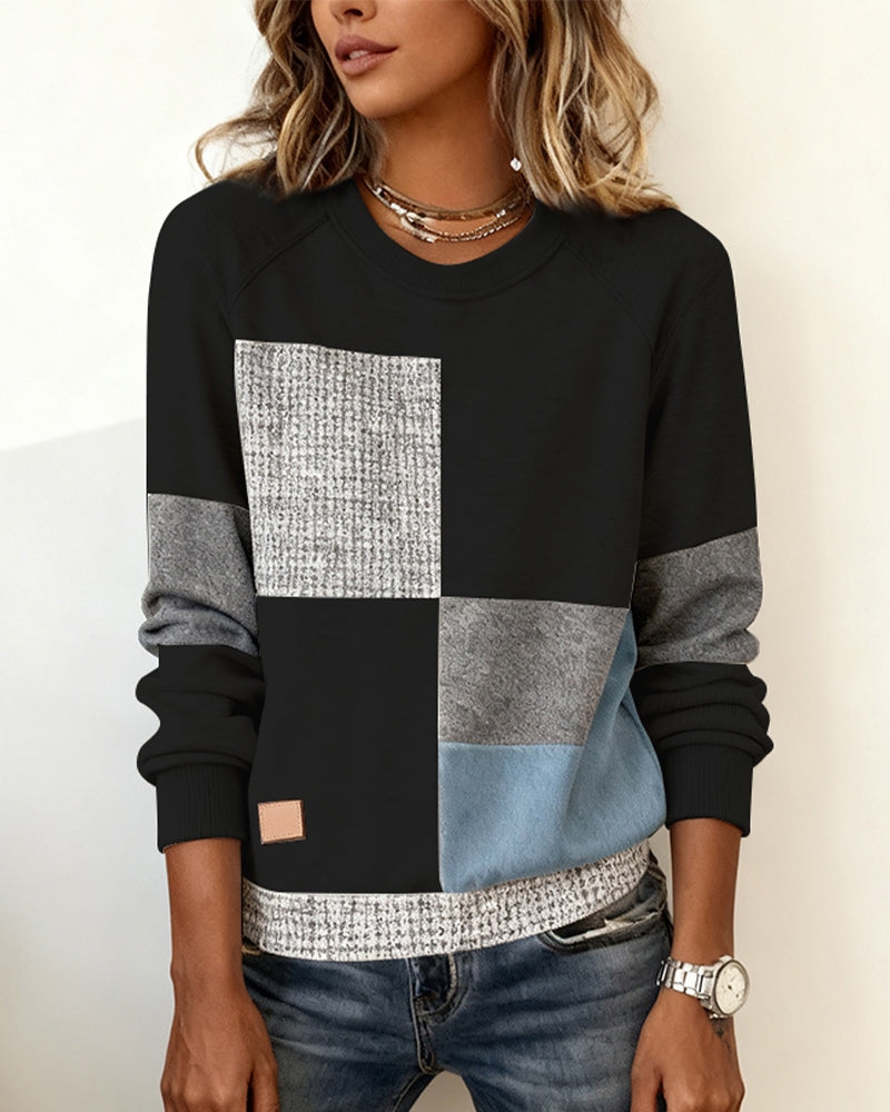 Lydia | Casual Contrast Color Crew Neck Sweatshirt