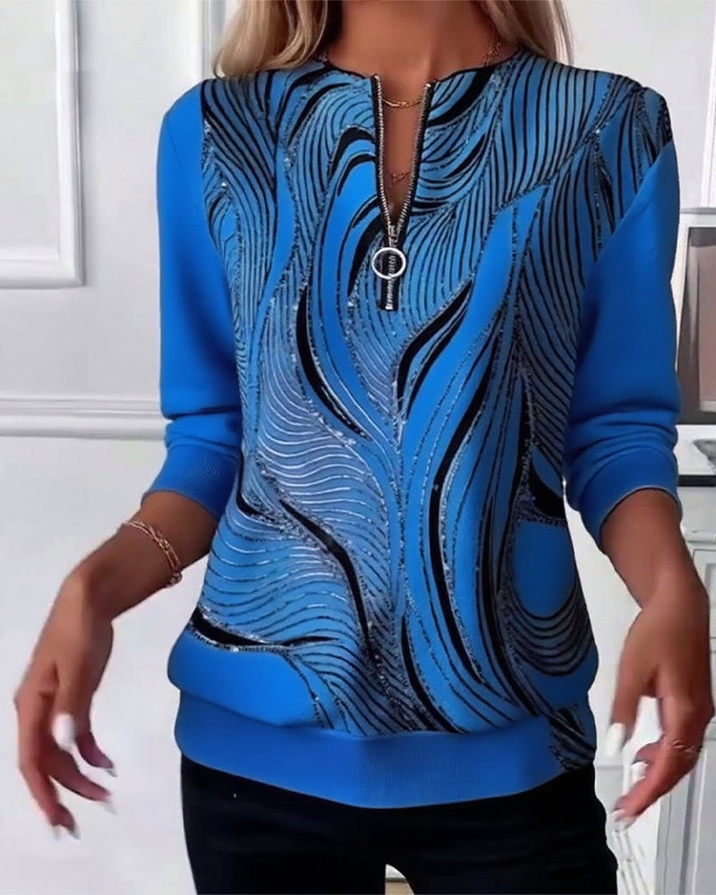 Lydia  | Casual Printed Zip Sweatshirt