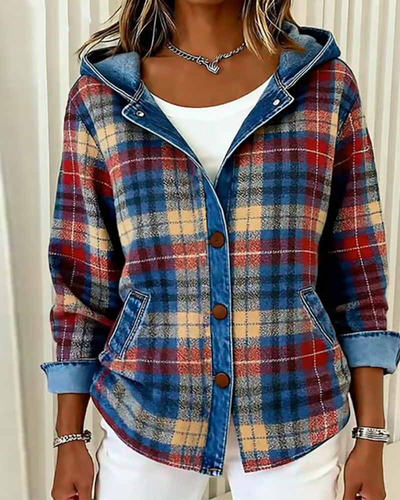 Lydia | Fashionable Checked Jacket with Hood