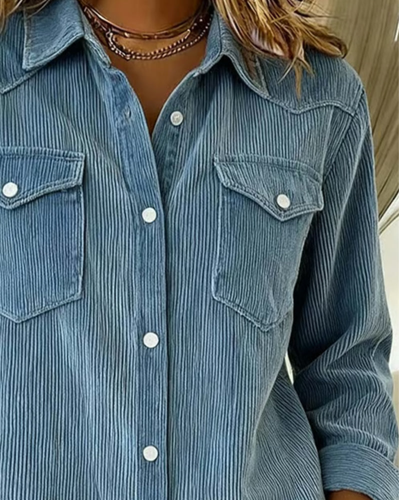 Lydia | Long-Sleeve Shirt with Lapel and Button Placket