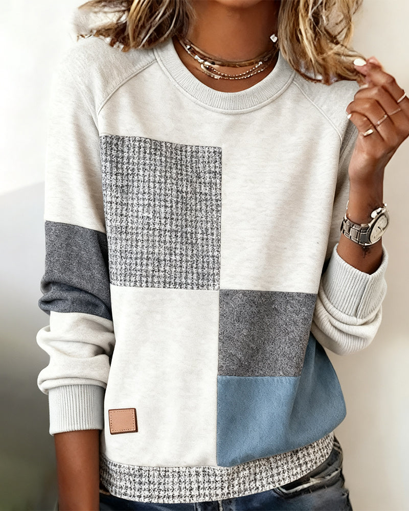 Lydia | Casual Contrast Color Crew Neck Sweatshirt