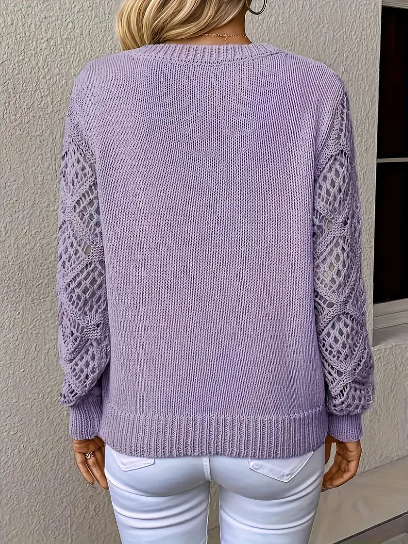 Lydia™ | Lace-Sleeve Knit Sweater